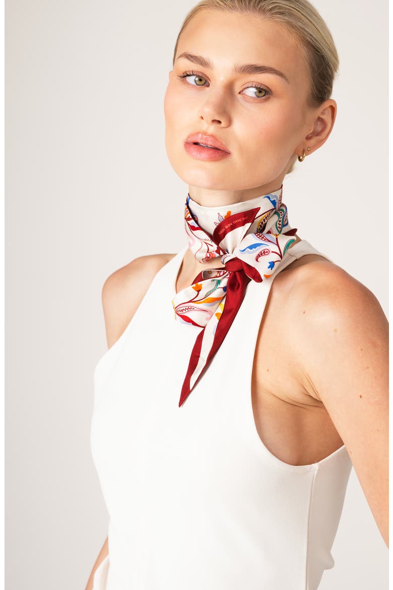 Silk Skinny Scarf Terra Paisley, Alternate, color, Red