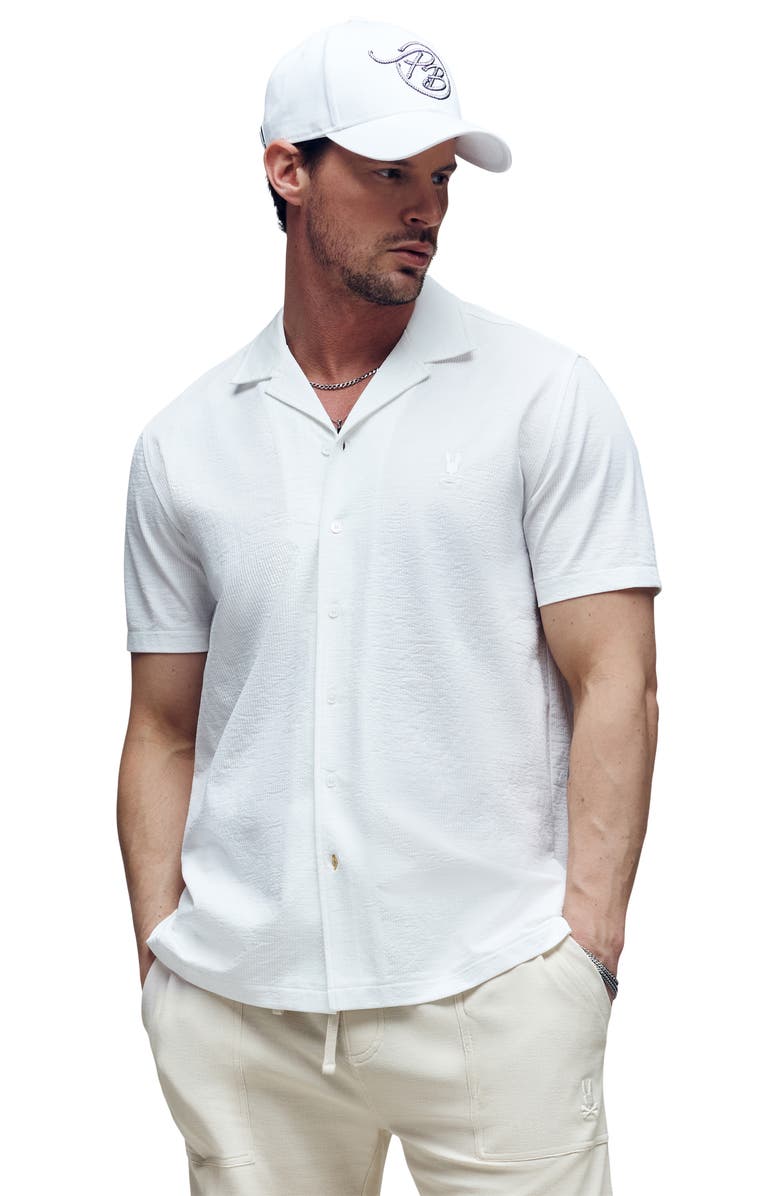 Psycho Bunny Jayme Rib Knit Camp Shirt, Alternate, color, White