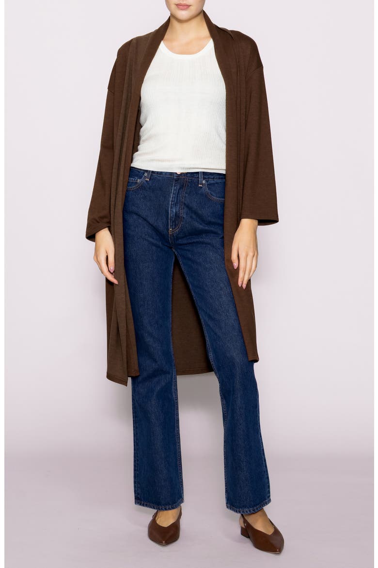 Midlength Knit Topper, Main, color, BROWN