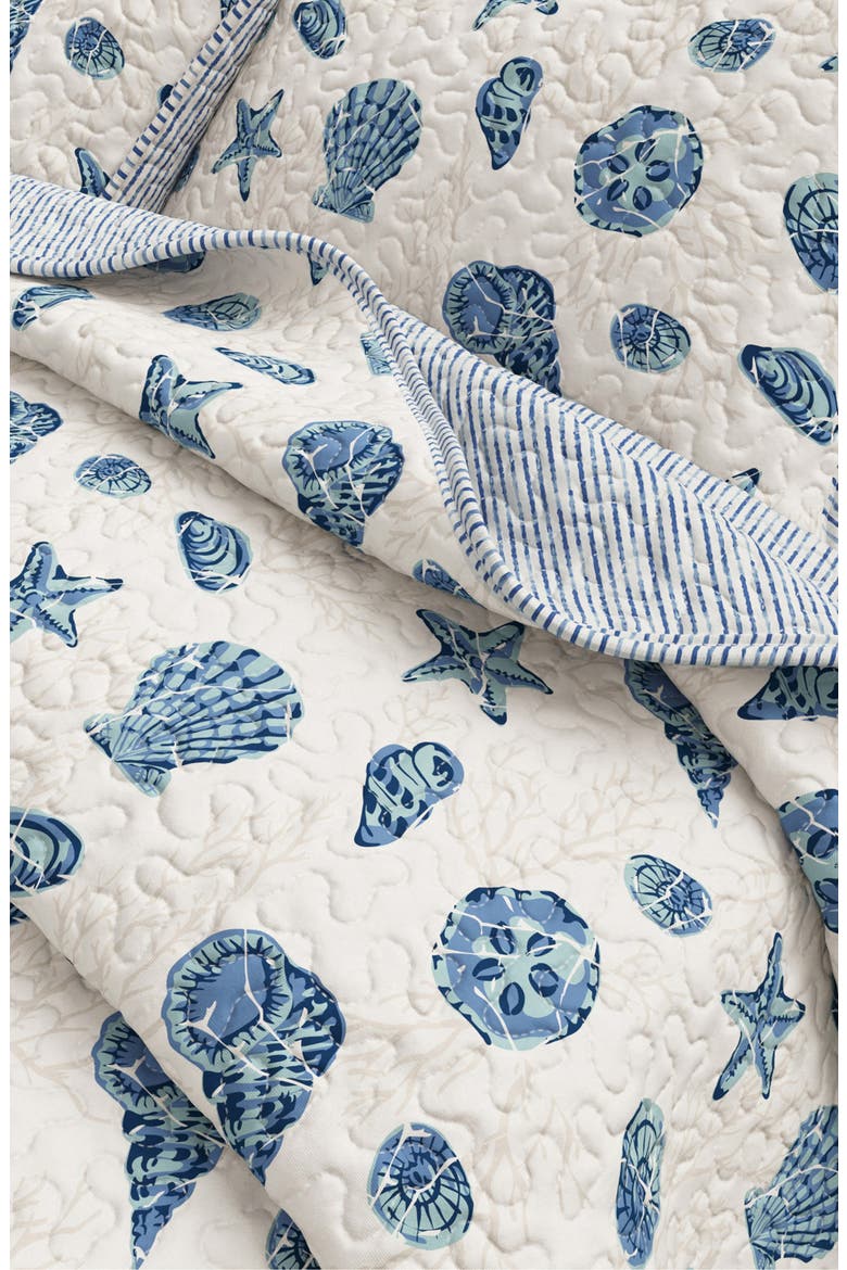 Coastal Seashells Quilt Set, Alternate, color, BLUE SHELLS