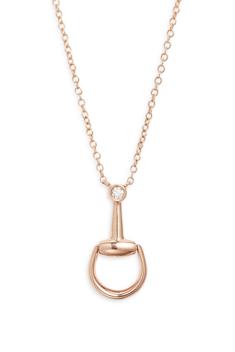 Horsebit Pendant Necklace, Main, color, ROSE GOLD