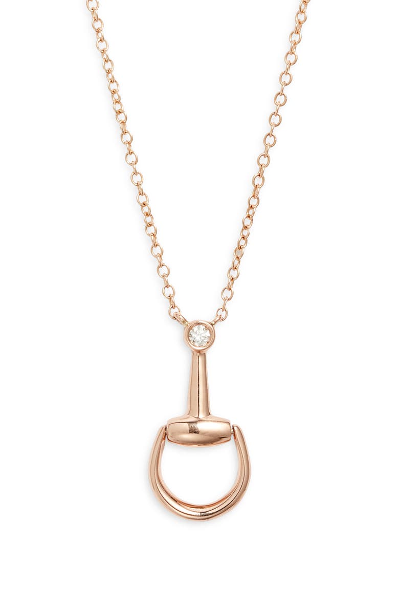 Gucci Horsebit Pendant Necklace, Main, color, Rose Gold