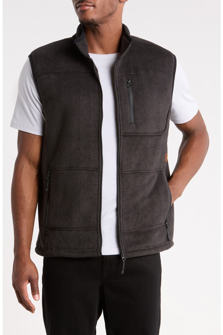 Mountaineer Fleece Vest, Main, color, CAVIAR/ OLIVE NIGHT CHEVRON