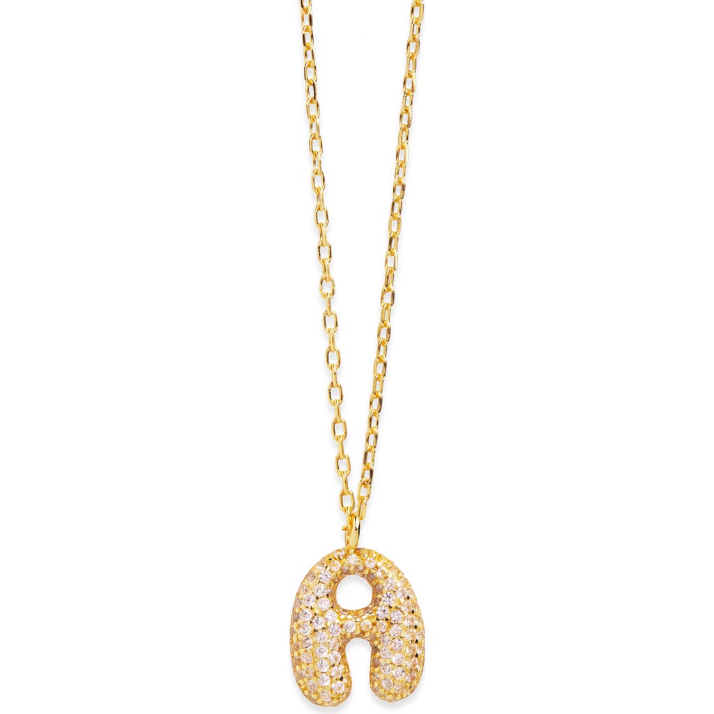 Argento Vivo Sterling Silver Cubic Zirconia Bubble Inital Pendant Necklace In Gold