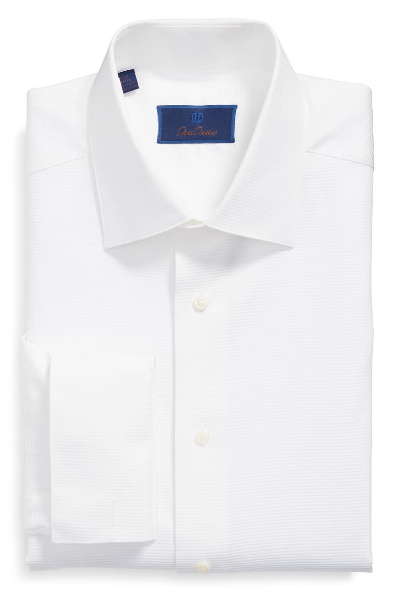 Horizontal Twill Regular Fit Tuxedo Shirt, Alternate, color, WHITE