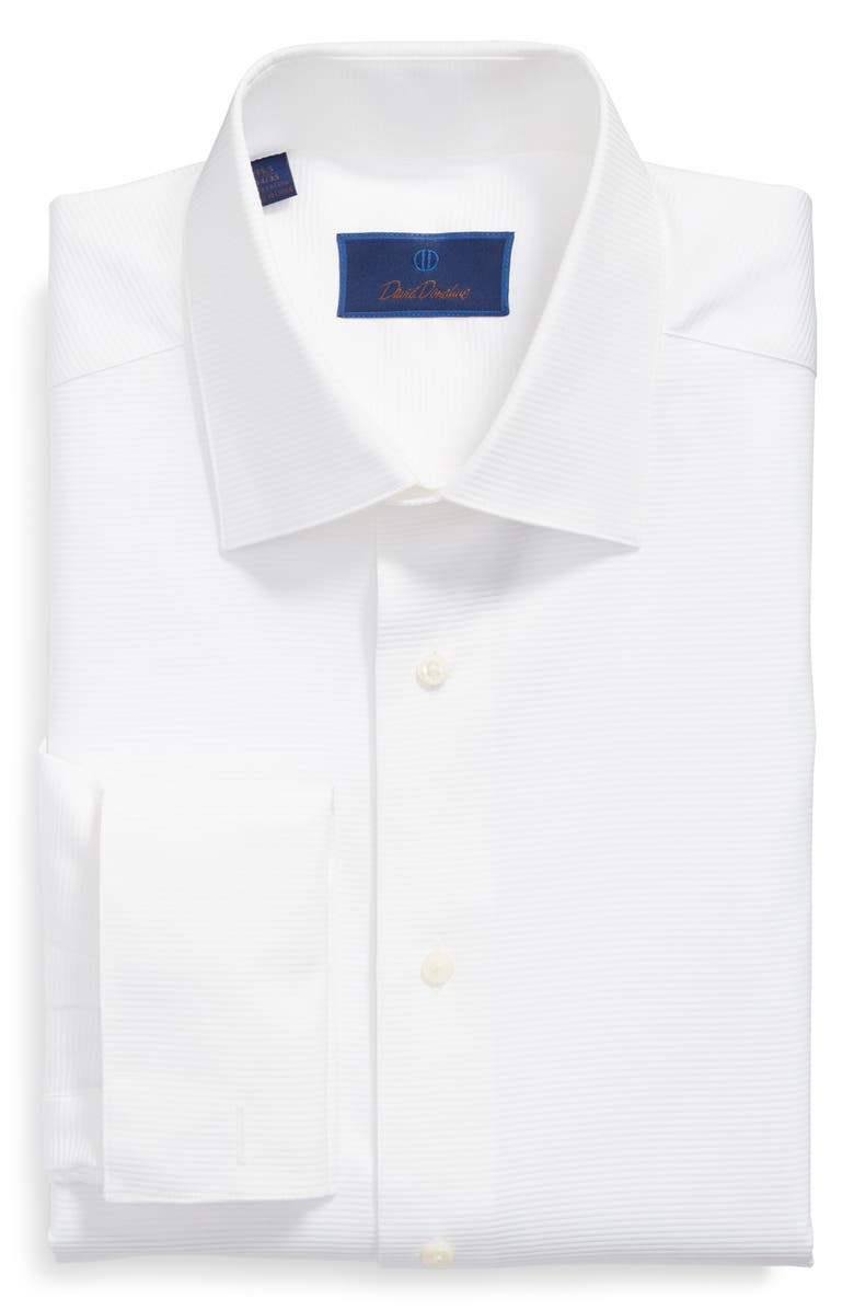 David Donahue Horizontal Twill Regular Fit Tuxedo Shirt, Alternate, color, White