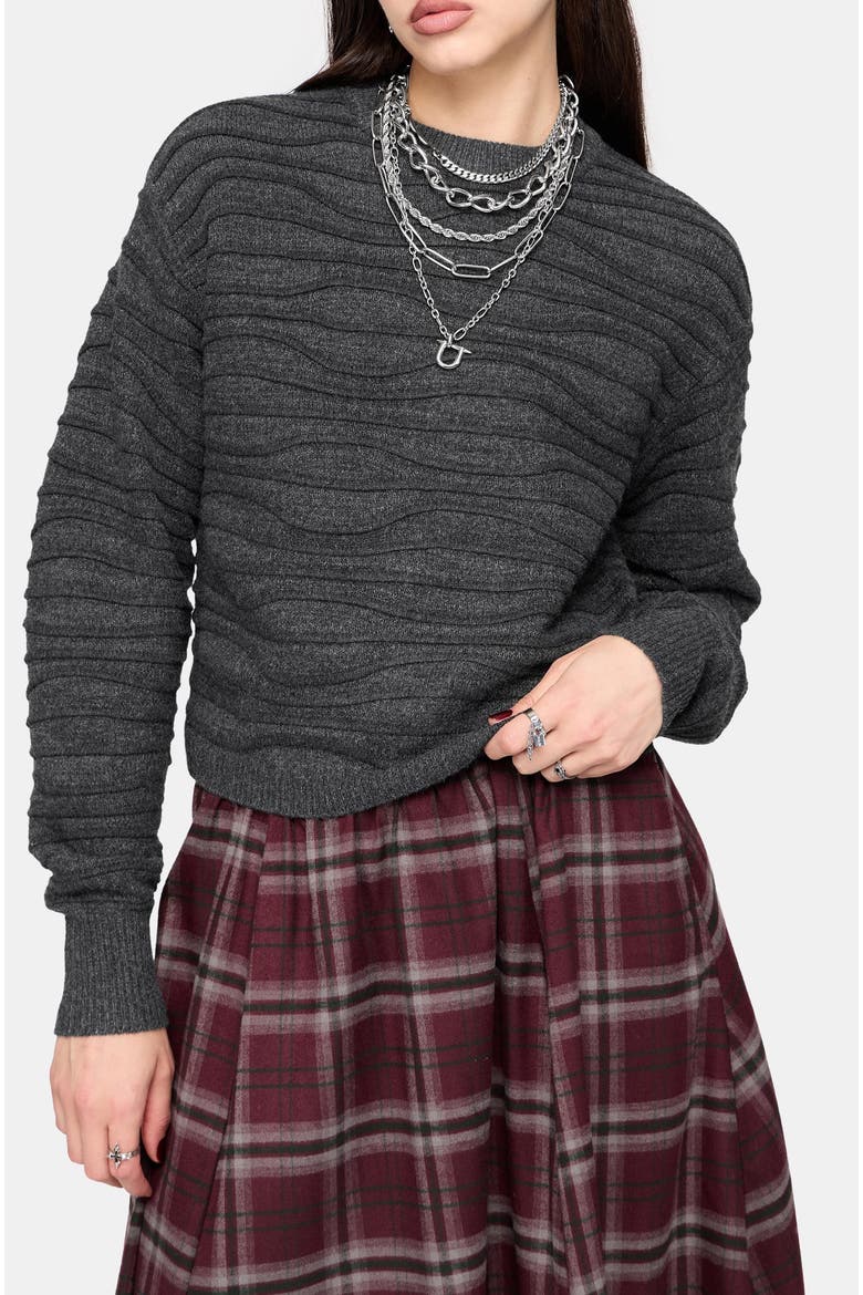 Stormi Wave Knit Sweater, Alternate, color, Charcoal