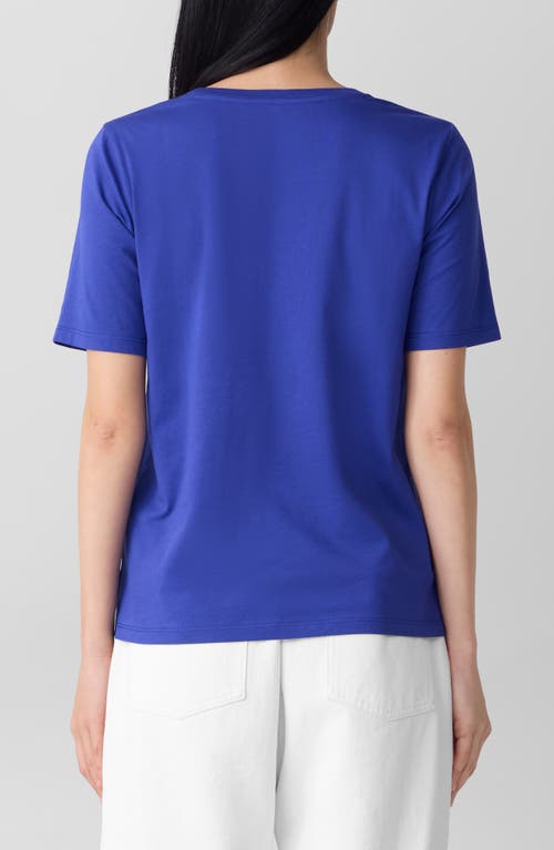 Eileen Fisher Organic Pima Cotton Jersey Round Neck Tee In Blue