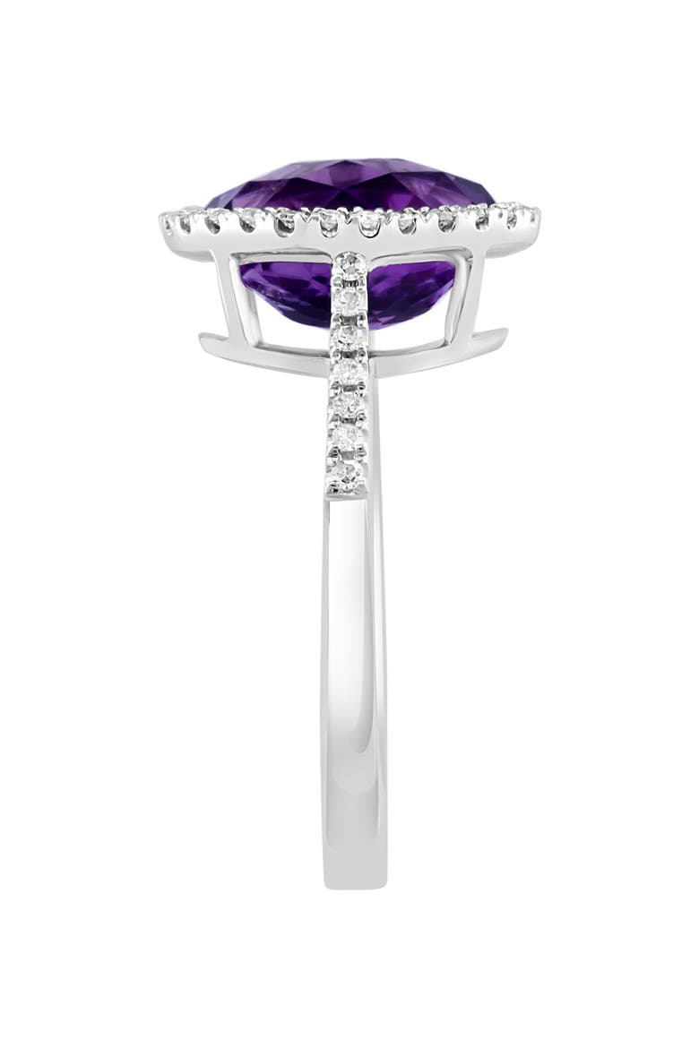 14K White Gold Oval Amethyst & Diamond Halo Ring, Alternate, color, PURPLE