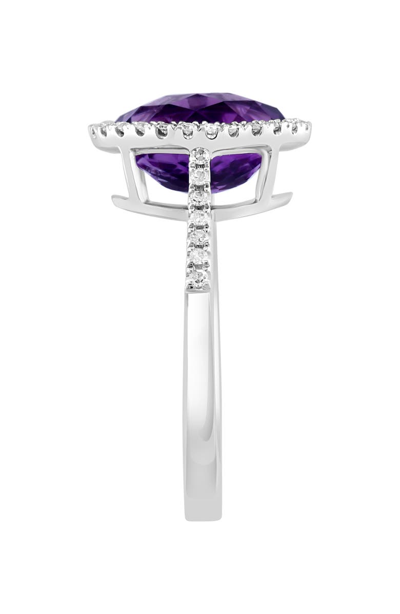 EFFY 14K White Gold Oval Amethyst & Diamond Halo Ring, Alternate, color, Purple
