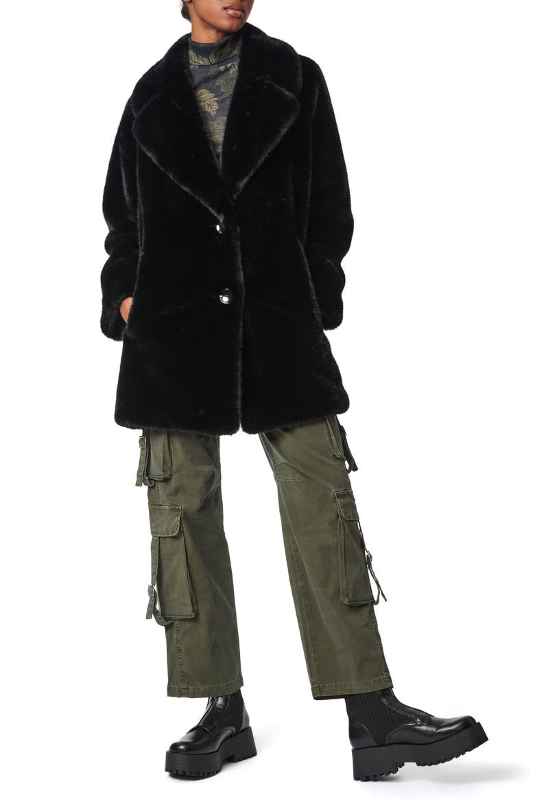 The Sally Faux Fur Coat, Alternate, color, BLACK