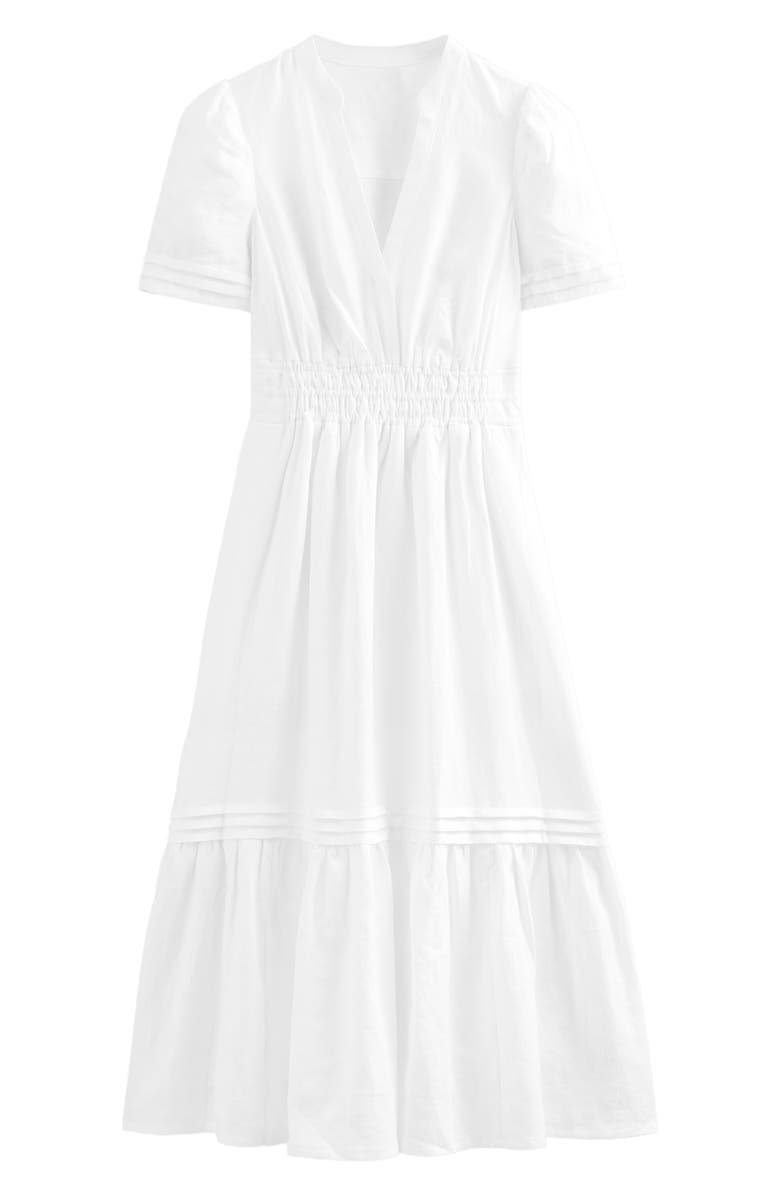 Boden Pintuck Shirred Linen Dress, Alternate, color, 