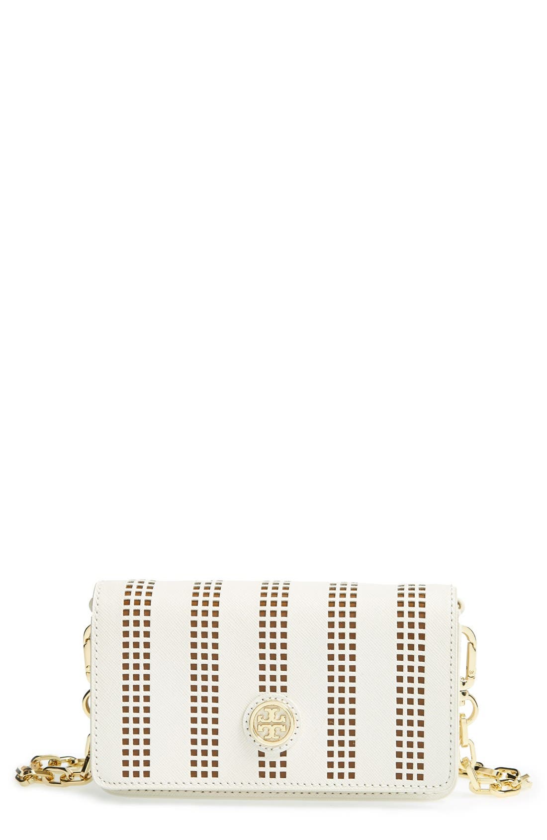 'Robinson - Mini' Perforated Crossbody Bag, Main, color, BIRCH/ PASSION FRUIT