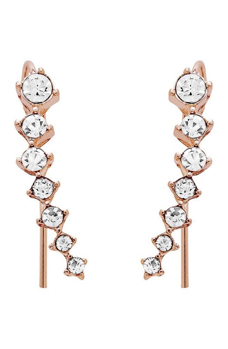Sterling Forever Graduated CZ Ear Crawlers, Main, color, Rose Gold