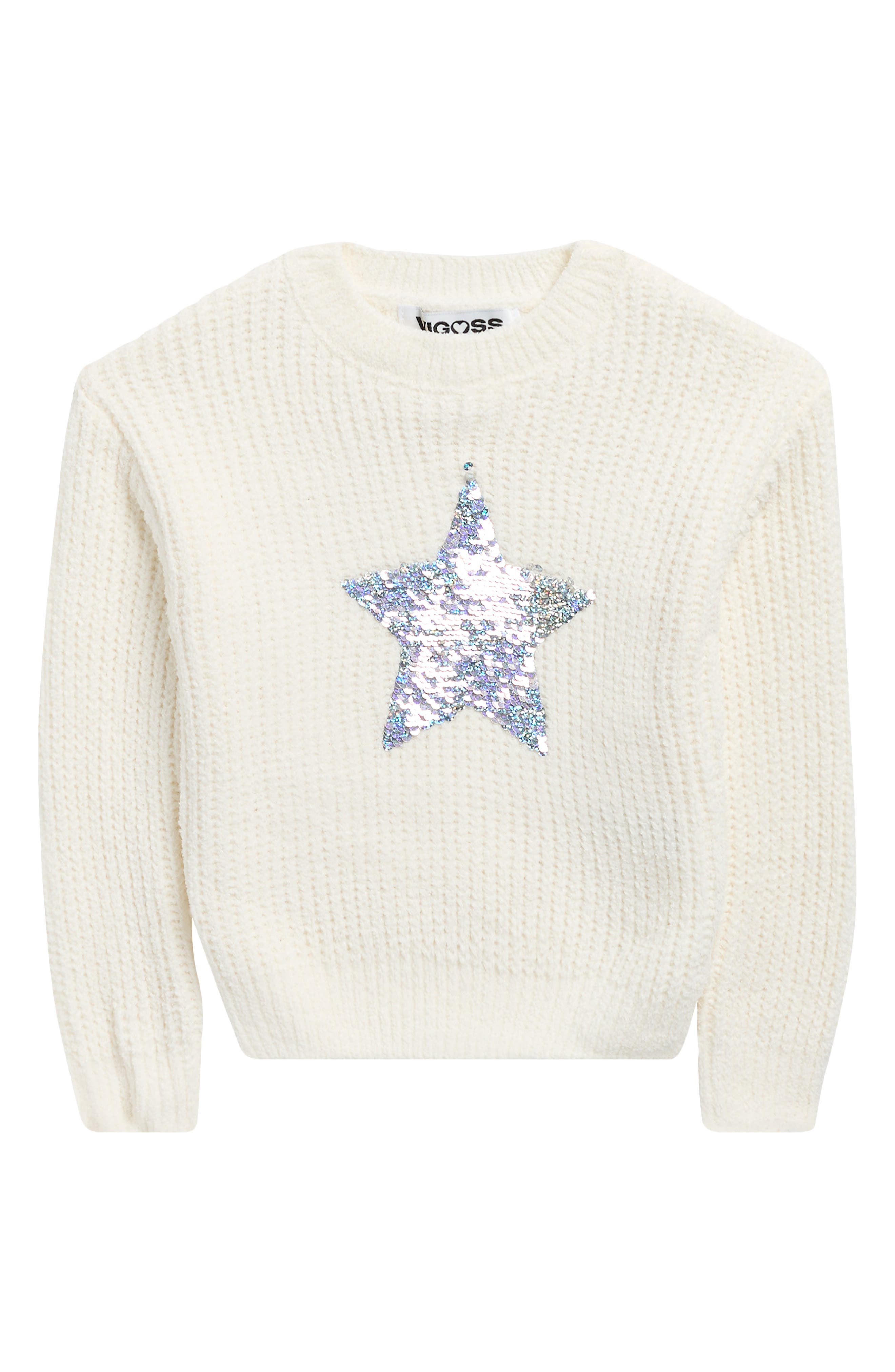 Vigoss Kids' Sequin Star Matte Chenille Sweater