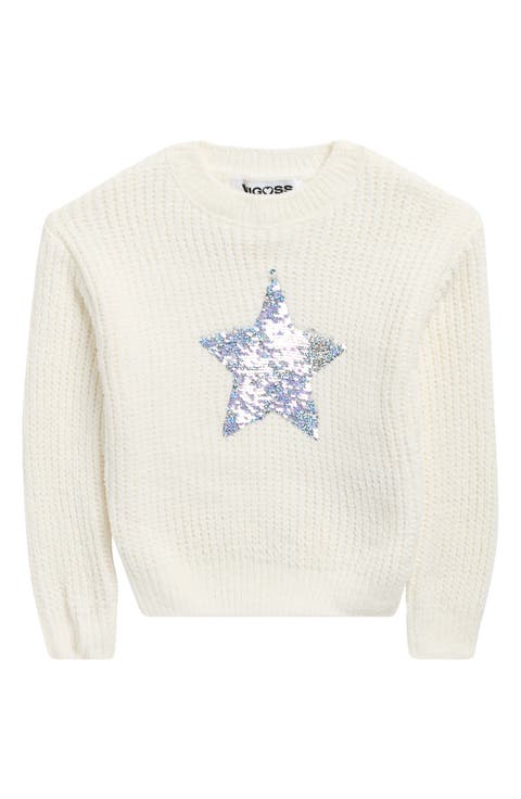 Kids' Sequin Star Matte Chenille Sweater (Little Kid)