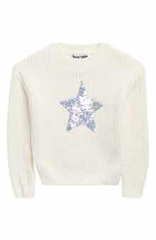 Vigoss Kids' Sequin Star Matte Chenille Sweater