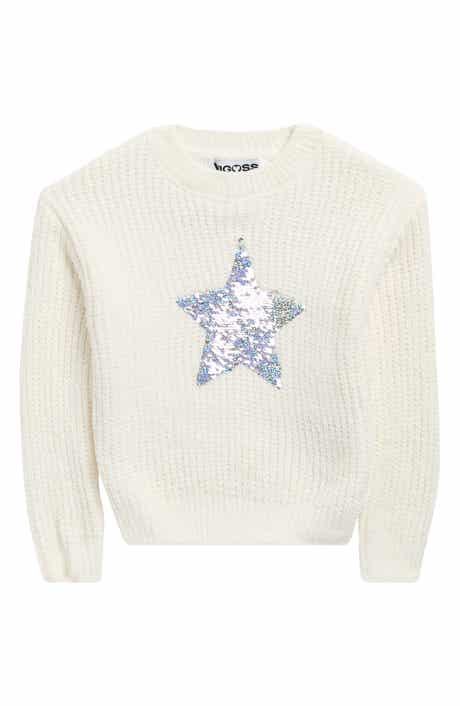 Vigoss Kids' Sequin Star Matte Chenille Sweater