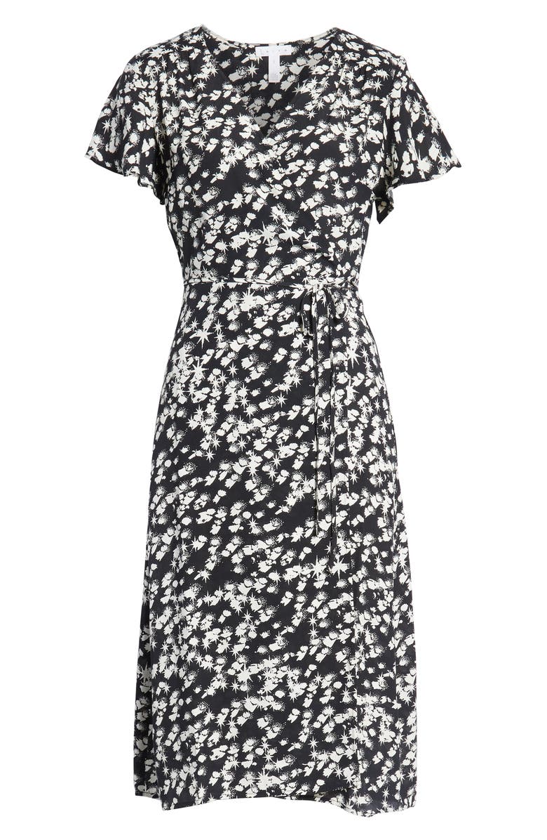 Leith Print Flutter Sleeve Wrap Dress, Alternate, color,