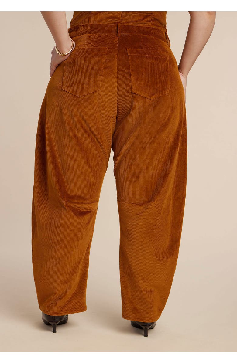 ELOQUII Corduroy Barrel Leg Pants, Alternate, color, Roasted Pecan