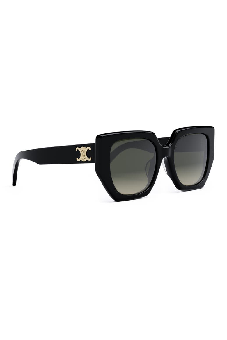 Triomphe 55mm Butterfly Sunglasses, Alternate, color, SHINY BLACK / GRADIENT BROWN