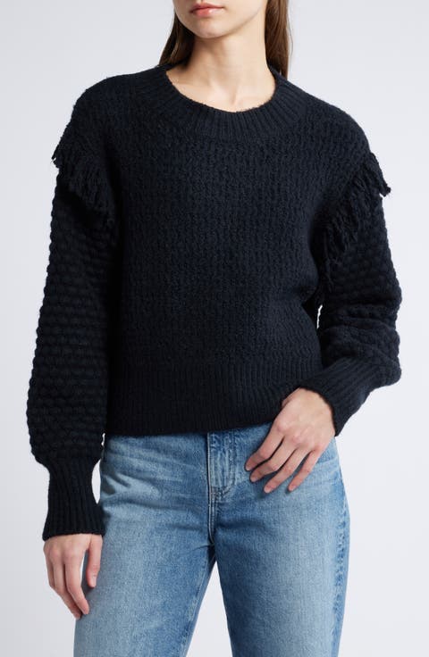 Mixed Stitch Fringe Sweater
