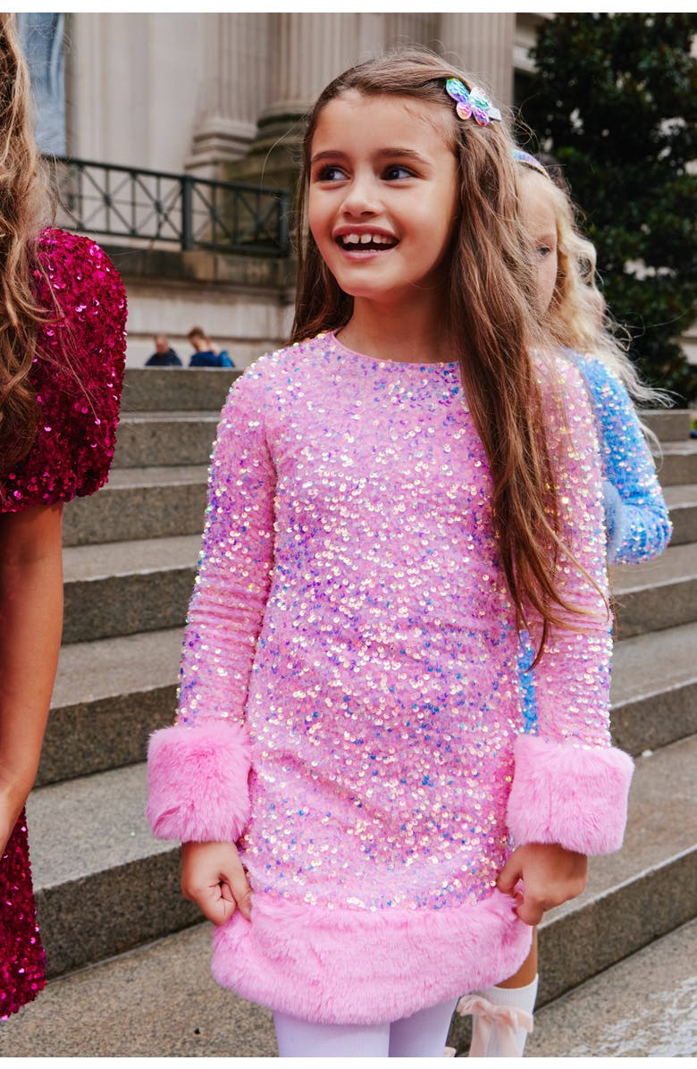 Lola + The Boys Sabrina Shimmer Dress, Alternate, color, Pink