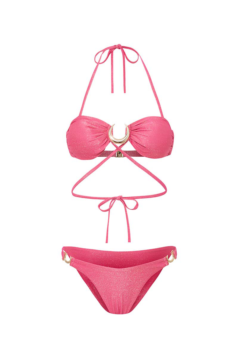 LILY BIKINI, Alternate, color, Metallic Pink