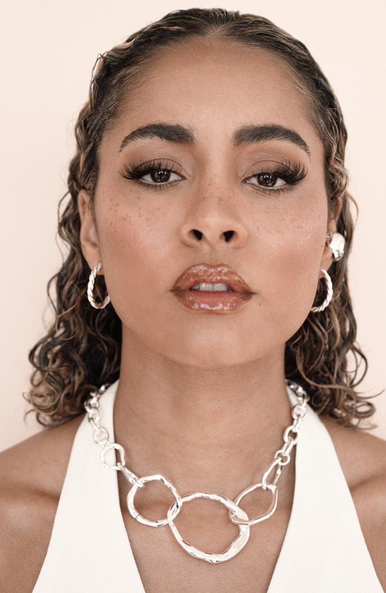 Ettika Interlocking Loop Necklace, Alternate, color, Silver