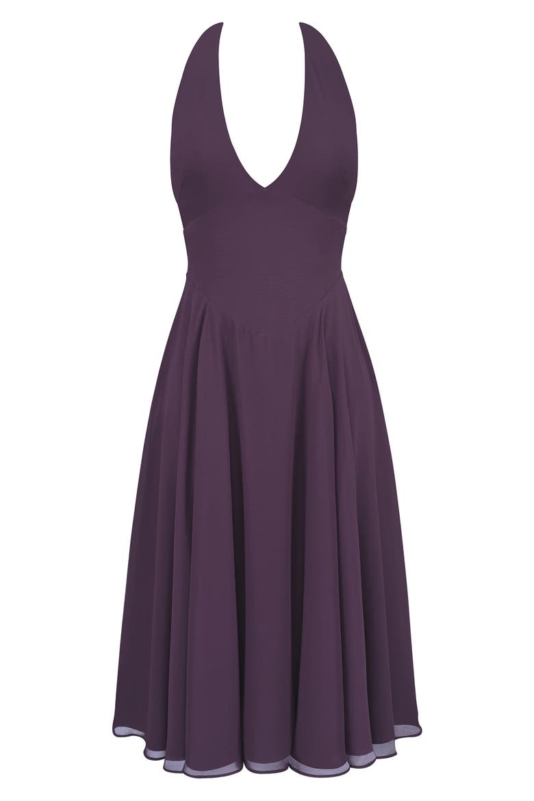 georgette halter cocktail dress HOUSE OF CB Women's Solada Georgette Halter Sundress - Blue