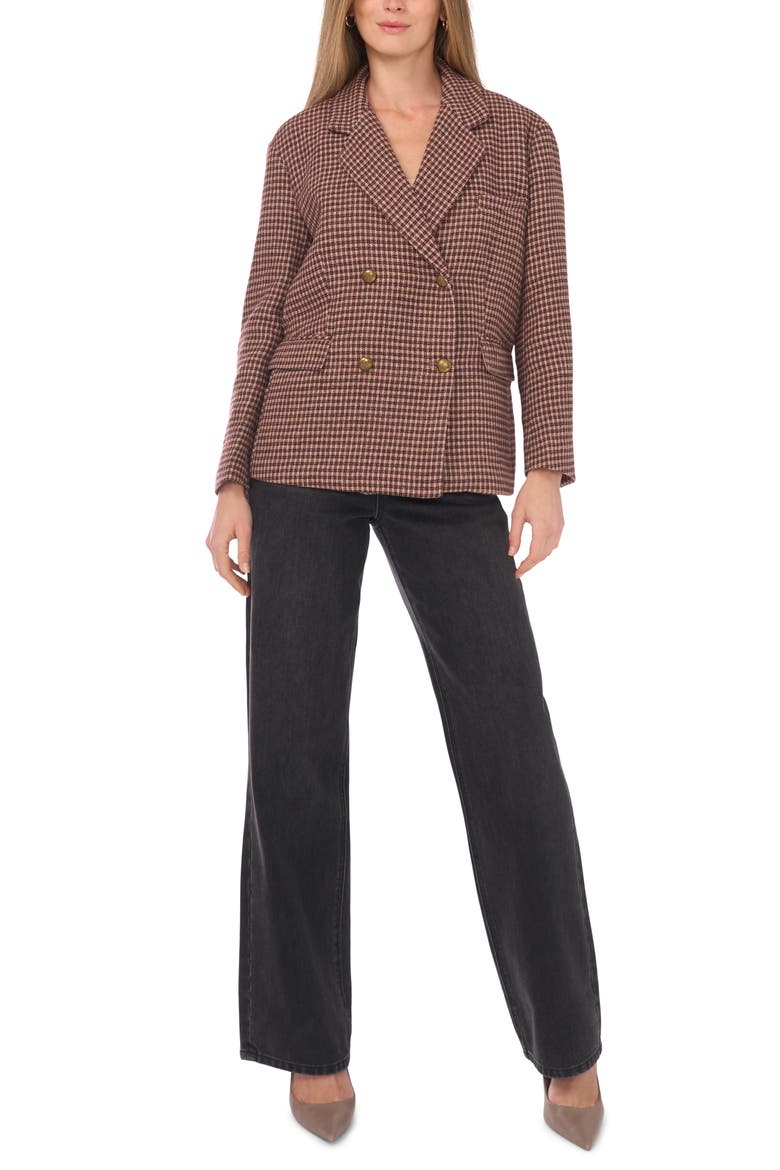 Plaid Double Breasted Blazer, Alternate, color, SESAME