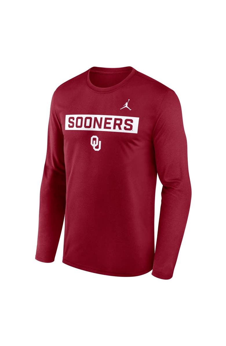 Jordan Brand Men's Jordan Brand Crimson Oklahoma Sooners Primetime Campus 2-Hit Legend Dri-FIT Long Sleeve T-Shirt, Alternate, color, Crimson