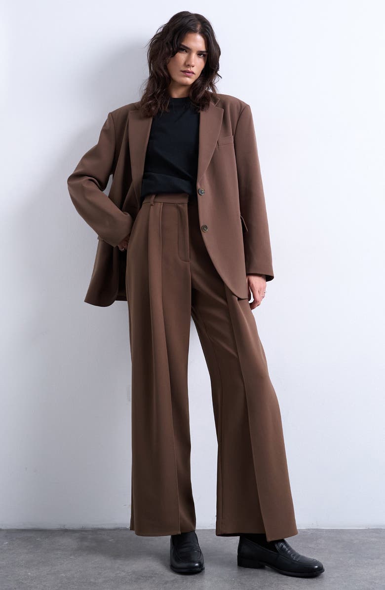 Topshop Asymmetric Slouchy Blazer, Alternate, color, Taupe