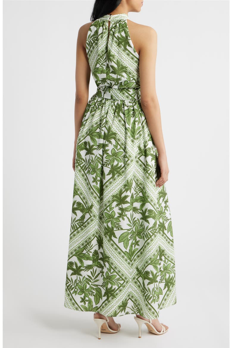 Sleeveless Tie Belt Maxi Dress, Alternate, color, GREEN MULTI
