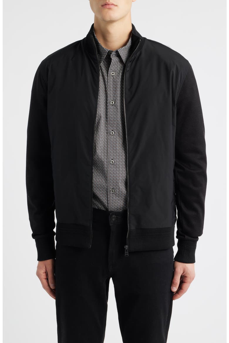 Shepherd Mixed Media Full Zip Sweatshirt, Main, color, BLACK