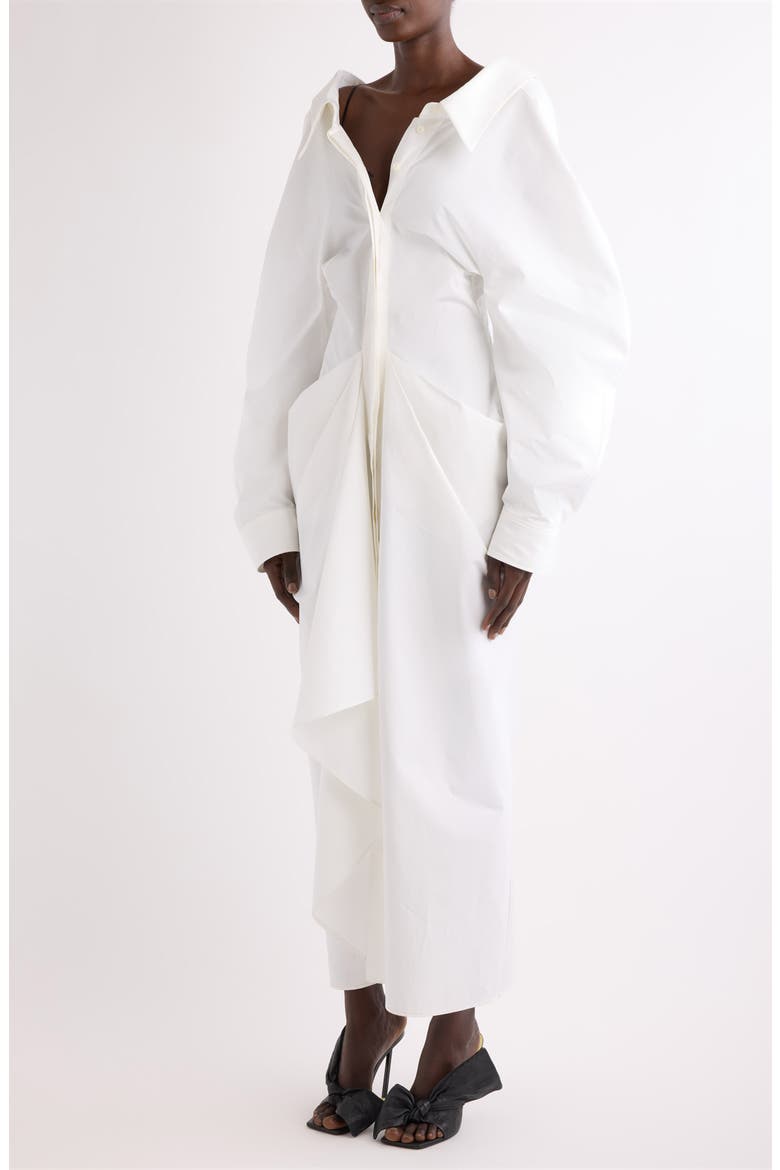 Slashed Long Sleeve Cotton Poplin Shirtdress, Alternate, color, WHITE