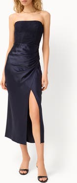 CAMI NYC Echo Strapless Mixed Media Dress