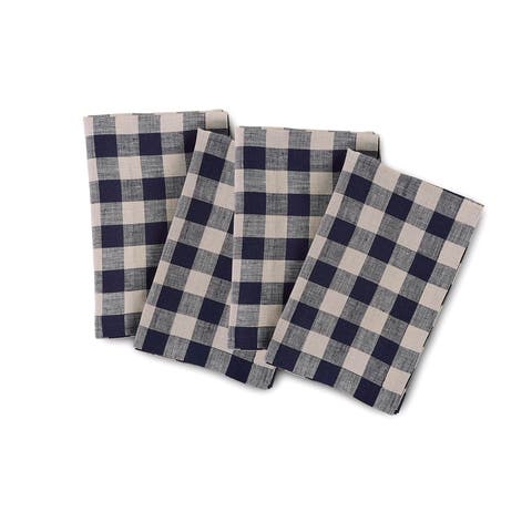 Linen Dinner Napkins - Morgan Check, 20" x 20" Inch