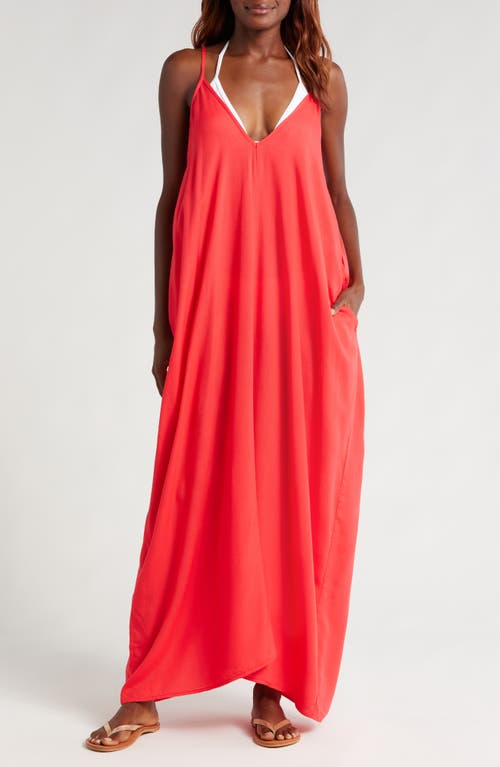 Elan V-Back Cover-Up Maxi Dress in Red Coral 