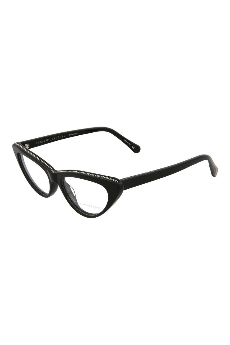 50mm Cat Eye Optical Frames, Alternate, color, BLACK BLACK TRANSPARENT/ TRN