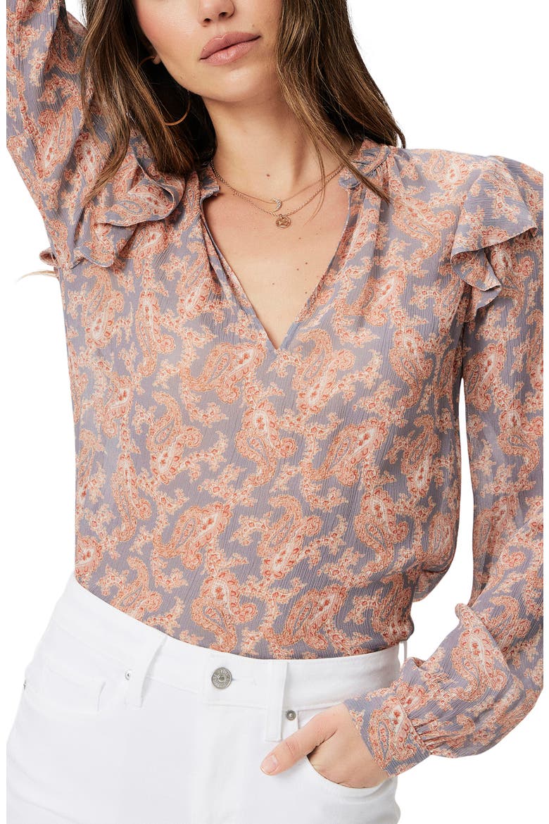 Seema Ruffle Silk Top, Alternate, color, SALTON SEA MULTI