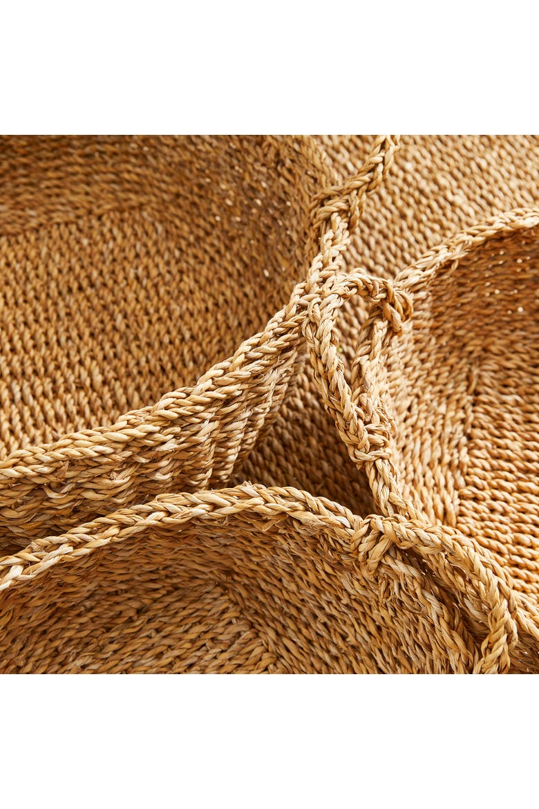Seagrass Shallow Baskets With Handles Set of 3, Alternate, color, Beige