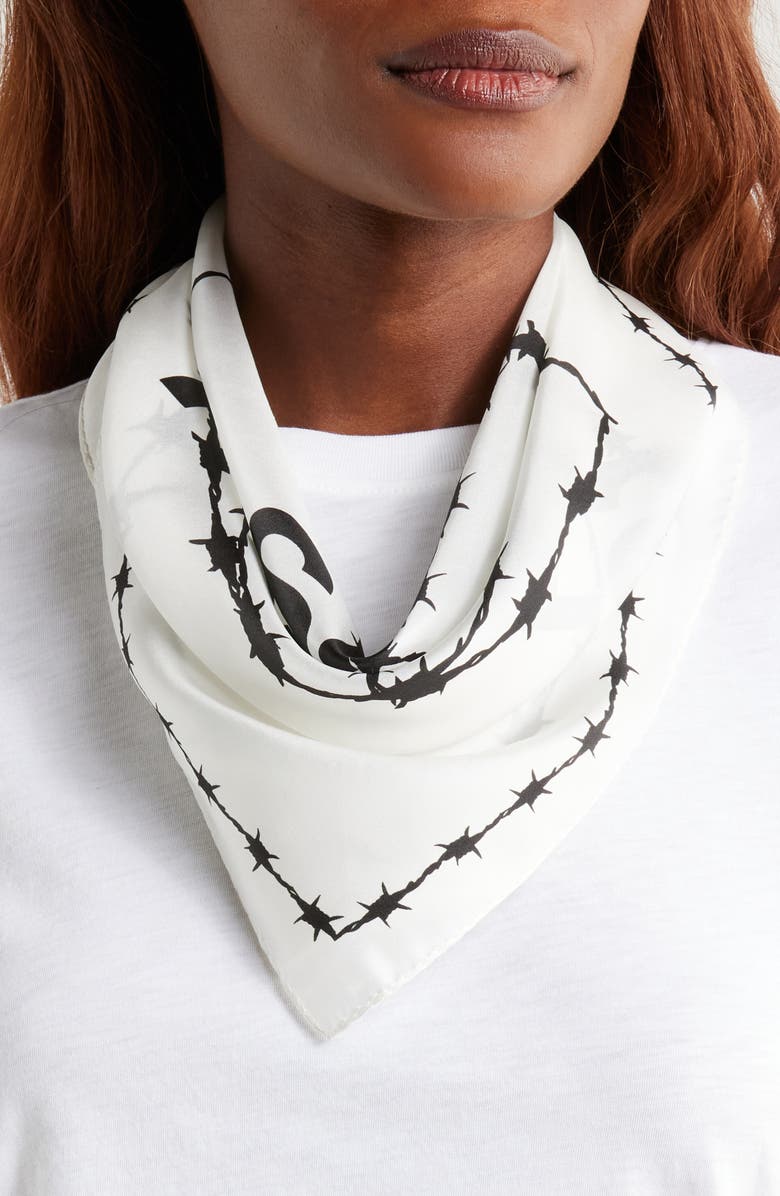 AllSaints Barb Heart Silk Square Bandana, Alternate, color, 