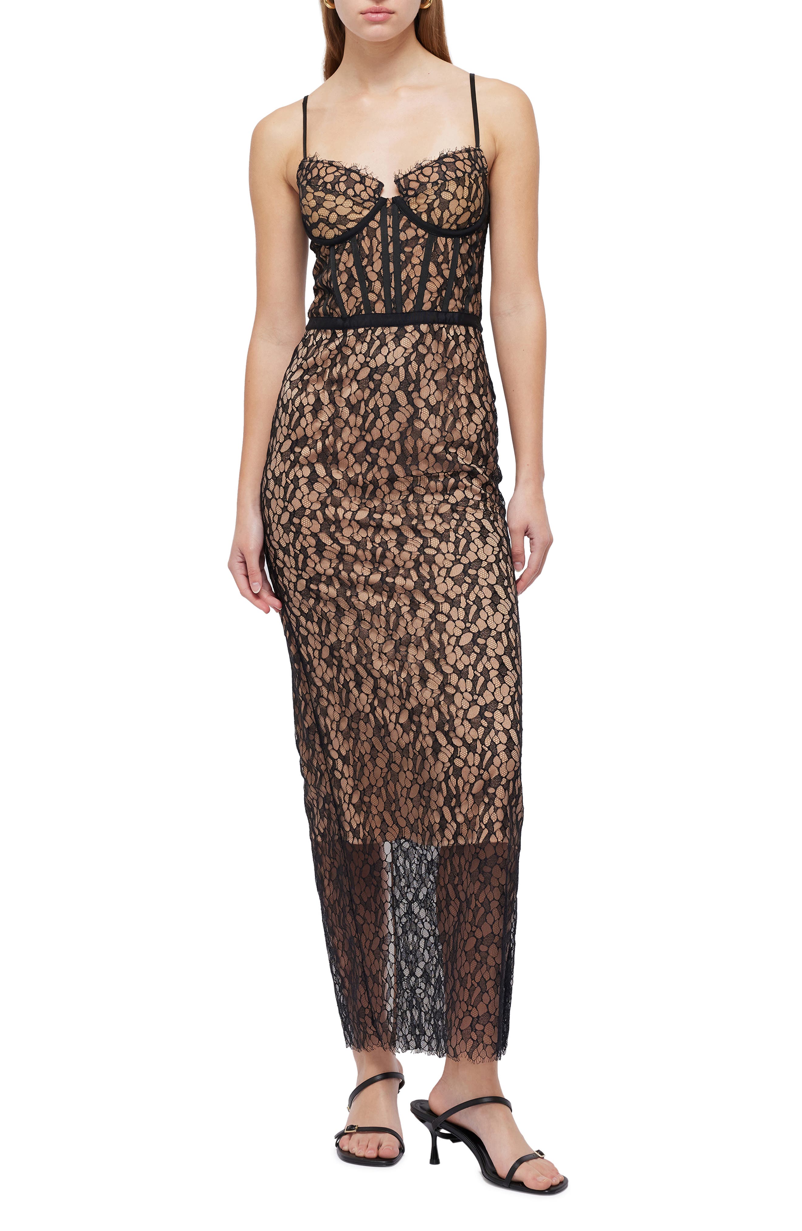 Ruched Lace Bustier Cocktail Dress