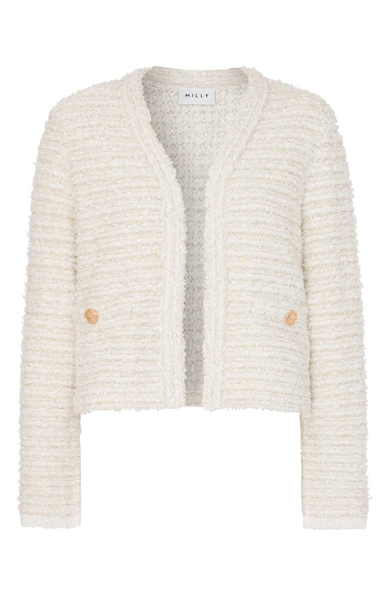 Milly Bouclé Crop Cardigan, Alternate, color, 