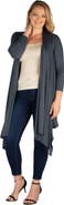 24seven Comfort Apparel Plus Size Extra Long Open Front Cardigan
