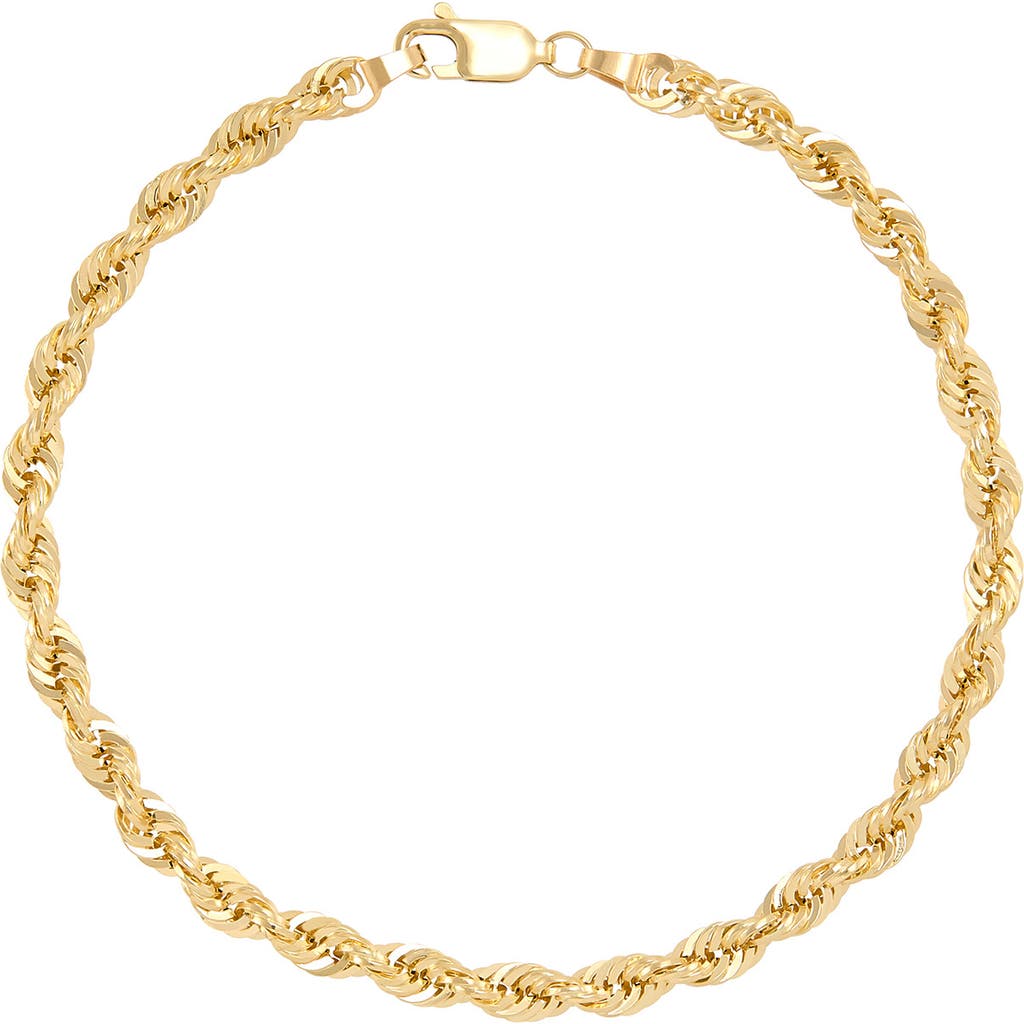 Frankie & Zoe 3.85mm Rope Chain Bracelet In Gold