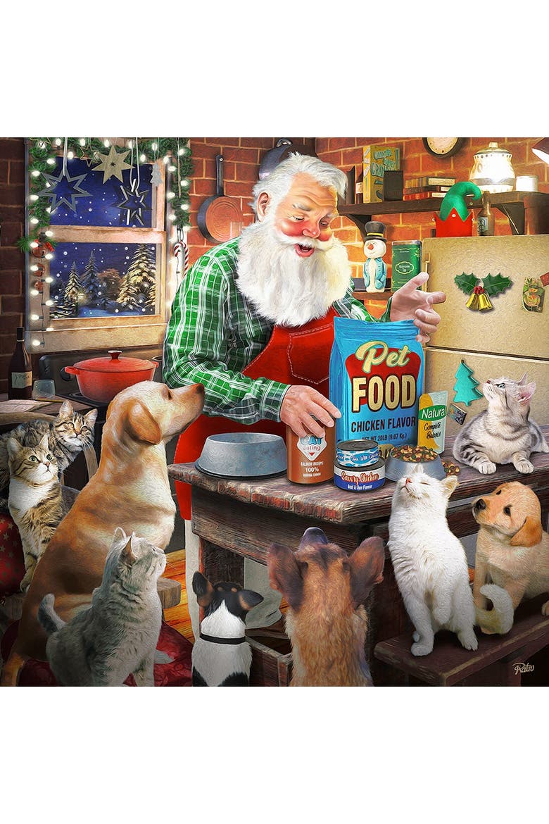 Santa and His Pets 500 piece Jigsaw Puzzle for Adults, Alternate, color, Multicolor