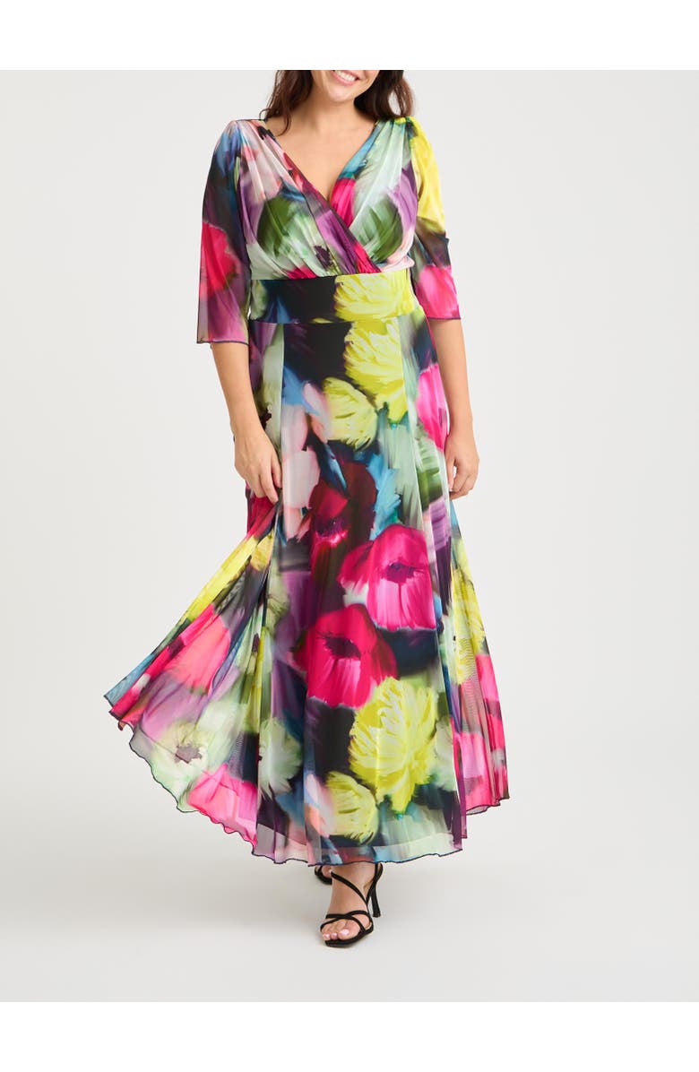 Scarlett & Jo Verity Print Maxi Gown, Alternate, color, Pink Yellow Multi
