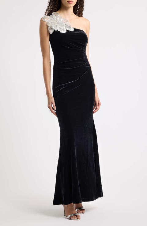 One-Shoulder Velvet Dress
